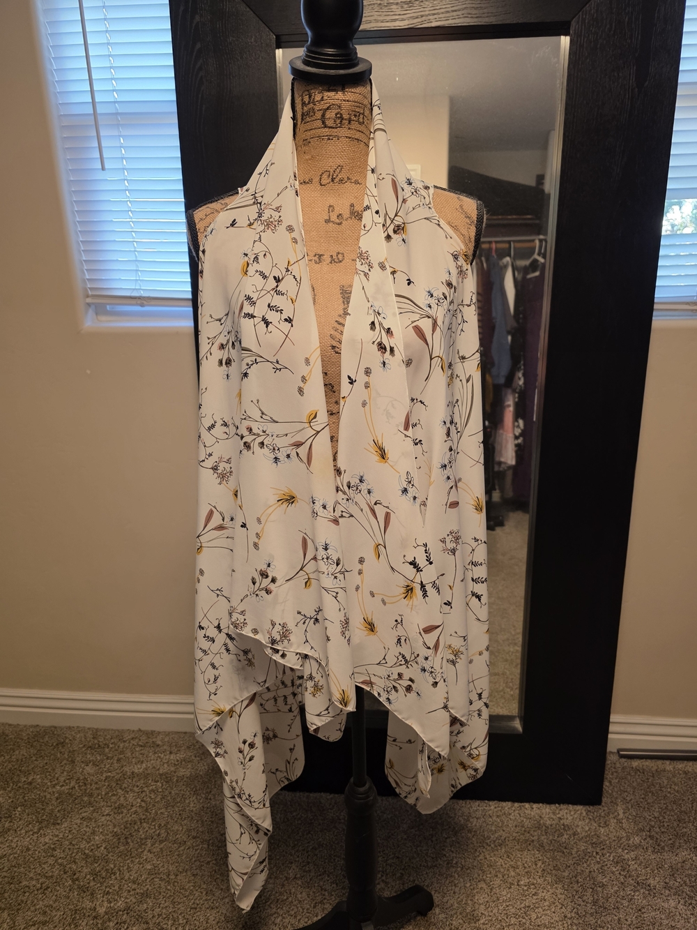 Women's White Floral Halter Drape Top